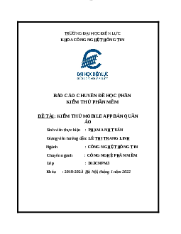 Báo cáo chuyên đề "Kiểm thử Mobile app bán quần áo"