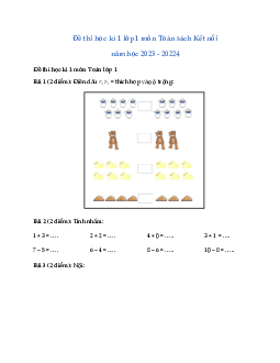 ĐỀ KIỂM TRA CUỐI HỌC KÌ 1 lớp 1 môn Toán - NĂM HỌC 2023-2024 | Đề 9 | Kết nối tri thức