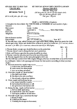 Đề thi chuyên môn Tiếng Anh vào lớp 10 Thanh Hóa 2018-2019