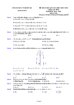 Đề Thi HSG Toán 12 Sở GD-ĐT Thanh Hóa 2021-2022 Có Đáp Án Và Lời Giải