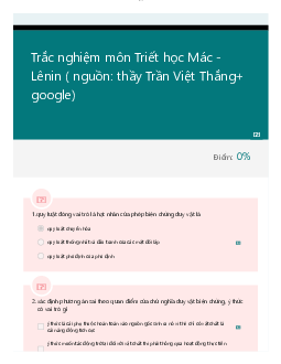 Trắc nghiệm môn Triết học Mac-Lenin | Đại học Bách Khoa Hà Nội