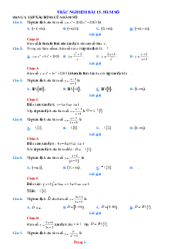 100 Câu trắc nghiệm bài hàm số Toán 10(Có lời giải)