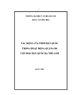Tiểu luận: "“Tác động của phim Hàn Quốc trong hoạt động quảng bá văn hóa Hàn Quốc ra thế giới"