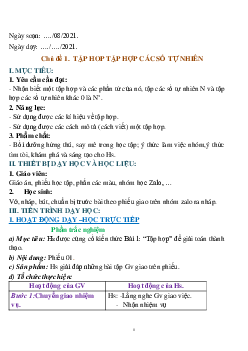 Giáo án dạy thêm Toán 6 sách Cánh diều Chủ đề 1