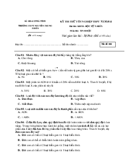 Đề thi thử THPT Quốc gia 2021 môn Sinh học trường Nguyễn Trung Thiên lần 1 có đáp án
