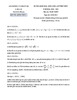Đề thi học sinh giỏi tỉnh Toán THPT năm 2020 – 2021 sở GD&ĐT Lào Cai