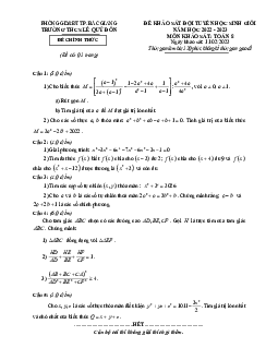 Đề học sinh giỏi Toán 8 năm 2022 – 2023 trường THCS Lê Quý Đôn – Bắc Giang
