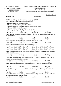 Đề KSCL 8 tuần kì 2 Toán 10 năm 2023 – 2024 trường THPT Vũ Văn Hiếu – Nam Định