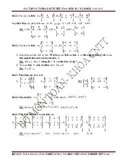 Bài tập đại số tuyến tính học kỳ 2016 - 2017 | Học viện Nông nghiệp Việt Nam