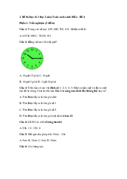 Đề thi học kì 1 lớp 2 môn Toán năm 2022-2023 (Đề 4) | Cánh Diều