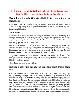 Viết đoạn văn phân tích một chi tiết kì ảo trong một truyện thần thoại đã học hoặc tự đọc thêm Ngữ Văn 10 sách Kết Nối Tri Thức