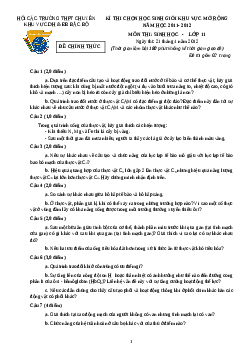Đề thi học sinh giỏi khu vực Bắc Bộ năm học 2011 - 2012 môn Sinh lớp 11| Kết nối tri thức