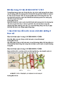 Giải SGK Khoa học tự nhiên 7 Bài 29: Trao đổi nước và các chất dinh dưỡng ở thực vật| Chân trời sáng tạo