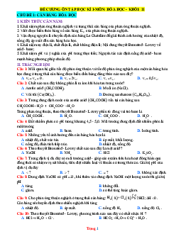Đề cương ôn tập học kì 1 Hóa 11 Cánh Diều theo từng chủ đề