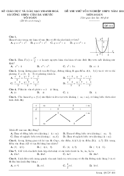 Đề thi thử Toán tốt nghiệp THPT 2021 trường Cầm Bá Thước – Thanh Hóa