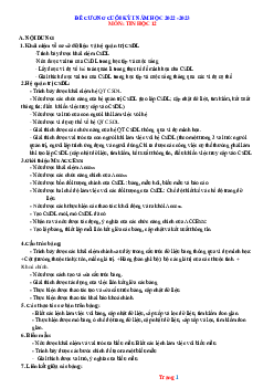 Đề cương ôn tập môn Tin 12 học kỳ 1 năm 2022-2023