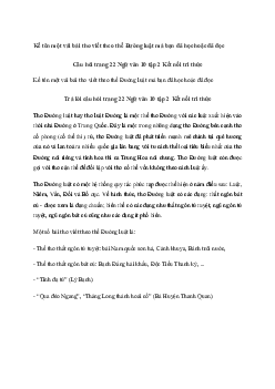 Kể tên một vài bài thơ viết theo thể Đường luật mà bạn đã học hoặc đã đọc | Ngữ văn 10 Kết Nối Tri Thức