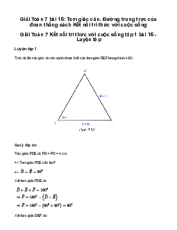 Giải Toán 7 Bài 16: Tam giác cân. Đường trung trực của đoạn thẳng | Kết nối tri thức