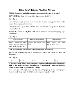 Tiếng Anh 7 Friends Plus Unit 7 Music