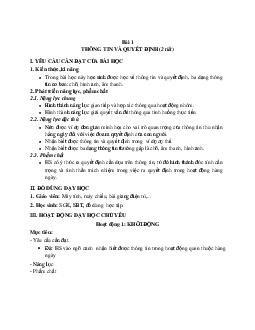 Bài 1: Thông tin và quyết định | Giáo án Tin học 3 | Kết nối tri thức