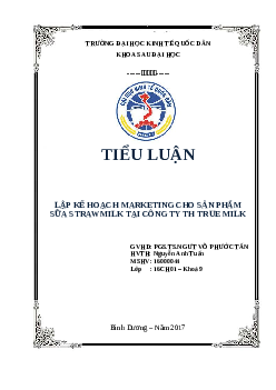 Kế hoạch marketing cho sản phẩm sữa strawmilk tại công ty TH True Milk | Tiểu luận môn Marketing căn bản