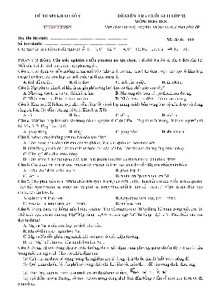 ĐỀ KIỂM TRA CUỐI HỌC KÌ 2 MÔN HÓA HỌC 12 MÃ LẺ