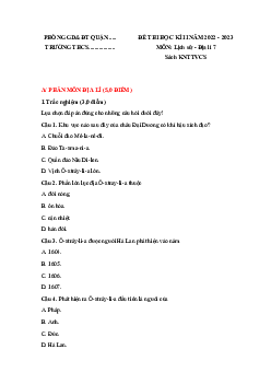 Đề thi học kì 2 môn Lịch sử - Địa lí 7 năm 2022 - 2023 sách Kết nối tri thức với cuộc sống - Đề 3