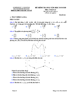 Đề thi HK1 Toán 12 năm 2019 – 2020 trường THPT Nguyễn Văn Cừ – TP HCM