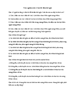 Trắc nghiệm Sinh học 11 bài 28| Kết nối tri thức