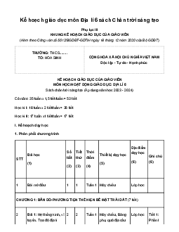 Kế hoạch giáo dục môn Địa lí 6 sách Chân trời sáng tạo