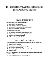 Bộ câu hỏi trắc nghiệm sinh học phân tử | Đại học Nguyễn Tất Thành