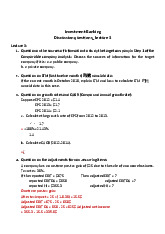 Discussion Questions Lecture 3 | Môn Investment Banking - Trường Đại học Quốc tế, Đại học Quốc gia Thành phố Hồ Chí Minh