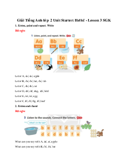 Unit Starter: Hello! - Lesson 3 SGK | Tiếng anh 2 Family and Friends