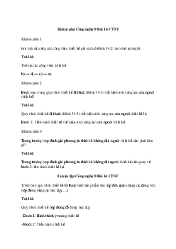 Công nghệ 8 Bài 14: Quy trình thiết kế kĩ thuật - Chân trời sáng tạo