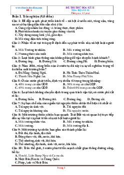 Bộ đề thi địa lí 10 học kỳ 2 năm học 2020-2021 (có đáp án)