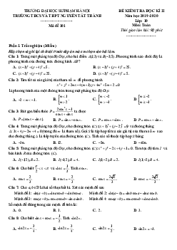 Đề thi học kì 2 Toán 10 năm 2019 – 2020 trường Nguyễn Tất Thành – Hà Nội
