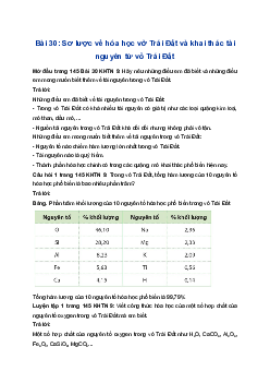 Giải Khoa học tự nhiên 9 Cánh diều Bài 30: Sơ lược về hoá học vỏ Trái Đất và khai thác tài nguyên từ vỏ Trái Đất