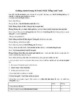 Giải bài tập tiếng Anh lớp 7 chương trình mới Unit 2: Health