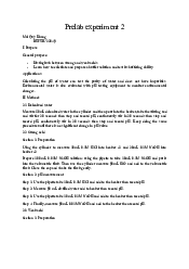 Prelab experiment 2 - Chemistry Laboratory | Trường Đại học Quốc tế, Đại học Quốc gia Thành phố HCM