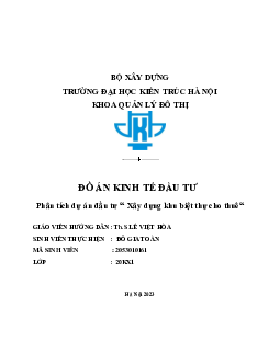 Đồ án môn Kinh tế đầu tư