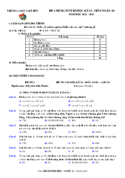Đề ôn tập học kì 2 Toán 10 năm 2022 – 2023 trường THPT Việt Đức – Hà Nội