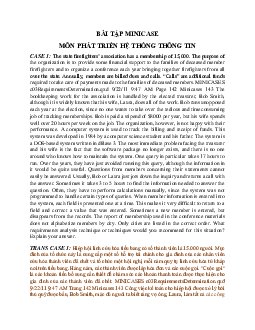 Bài tập Minicase môn Phát triển hệ thống thông tin bằng tiếng Anh có phiên dịch tiếng Việt