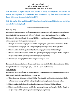Đề thi cuối kì môn Ngân Hàng đầu tư | Trường Đại học Kinh tế và Quản trị Kinh doanh, Đại học Thái Nguyên