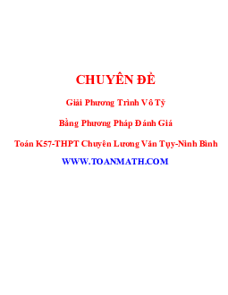 Giải phương trình vô tỉ bằng phương pháp đánh giá – Đinh Xuân Hùng