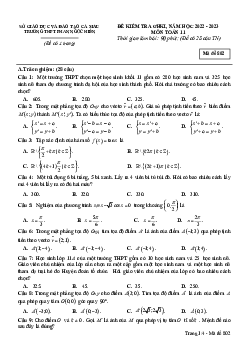 Đề giữa kỳ 1 Toán 11 năm 2022 – 2023 trường THPT Phan Ngọc Hiển – Cà Mau