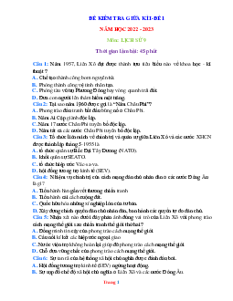 Đề Thi Giữa HK1 Môn Lịch Sử 9 Năm 2022-2023 Đề 1 (Có lời Giải)