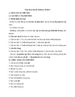 Tóm tắt lý thuyết Sinh học 10 bài 5: Prôtêin