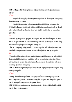 Bài tập đúng sai tài chính doanh nghiệp 1 | Học viện Ngân Hàng