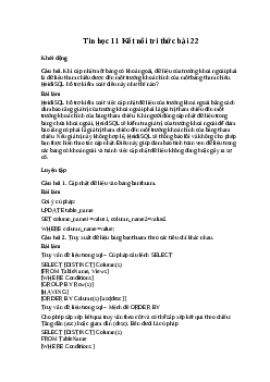 Giải bài 22: Thực hành cập nhật bảng dữ liệu có tham chiếu | Tin học 11 Kết nối tri thức