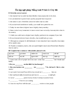 Ôn tập ngữ pháp Tiếng Anh 9 Unit 2 City life